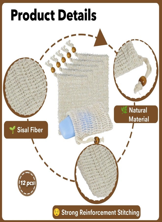 Mtuiewo 12 PCS Soap Saver Bag, Exfoliating Soap Saver Pouch, Natural Cotton Linen Mesh Soap Bag with Drawstring for Smooth Skin, for Bathing & Facial Cleansing - Image 2