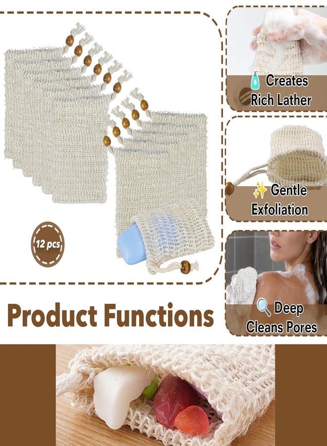 Mtuiewo 12 PCS Soap Saver Bag, Exfoliating Soap Saver Pouch, Natural Cotton Linen Mesh Soap Bag with Drawstring for Smooth Skin, for Bathing & Facial Cleansing - Image 3