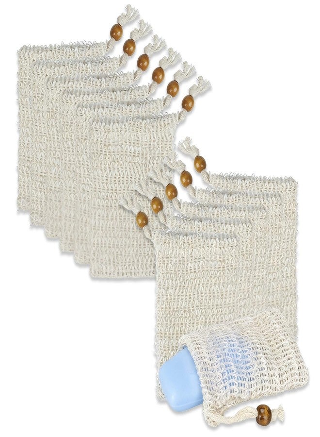 Mtuiewo 12 PCS Soap Saver Bag, Exfoliating Soap Saver Pouch, Natural Cotton Linen Mesh Soap Bag with Drawstring for Smooth Skin, for Bathing & Facial Cleansing - Image 1
