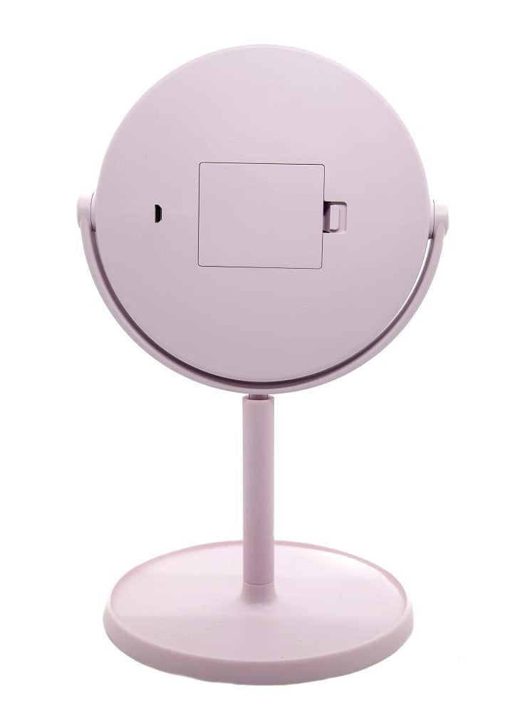 GeekGoodies GeekGoodies Round Led Mirror For Makeup with Adjustable Light and Cosmetic Organizer Tray USB ChargingBattery operated Makeup Vanity for Desk or Tabletop Portable for TravelPink  - Image 2