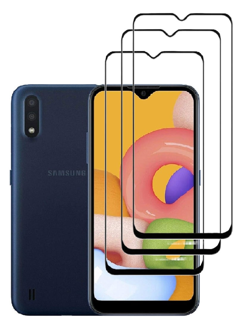 AINA 3 Pieces Tempered Glass Screen Protector 5D Designed For Samsung Galaxy A01 Full Glue Edge to Edge Full Screen Coverage And Bubble Free - Image 1