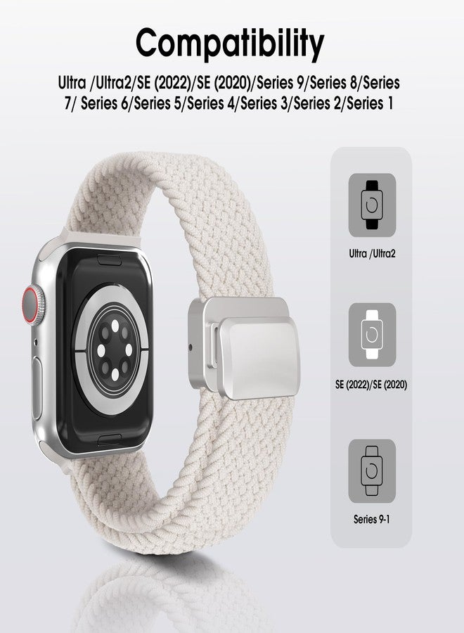 Arae Magnetic Stretchy Watch Band Compatible for Apple Watch Band 38mm 40mm 41mm 42mm,Comfortable Adjustable Straps Wristbands for iWatch Series 10 9 8 7 6 5 4 SE 3 2 1 Ultra 1 2 Women Men,Starlight - Image 2