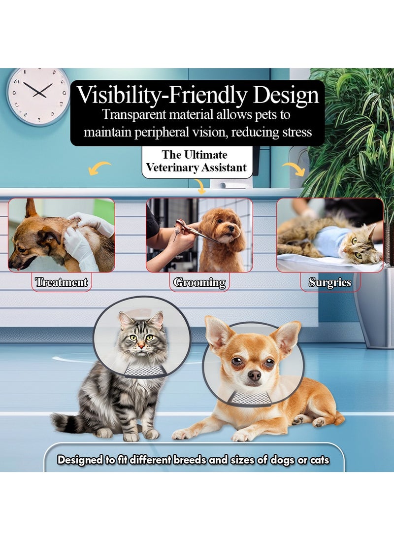 MAJIBAO - Pet cone collar with Transparent plastic, Soft surface, Comfortable, anti-Scratch and Bite, Adjustable Elizabethan Collar with Hook and Loop, 68 cm Recovery cone with Black trim, Waterproof (Black) - Image 1