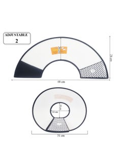 MAJIBAO Pet cone collar with Transparent plastic, Soft surface, Comfortable, anti-Scratch and Bite, Adjustable Elizabethan Collar with Hook and Loop, 68 cm Recovery cone with Black trim, Waterproof (Black)  - Image 2