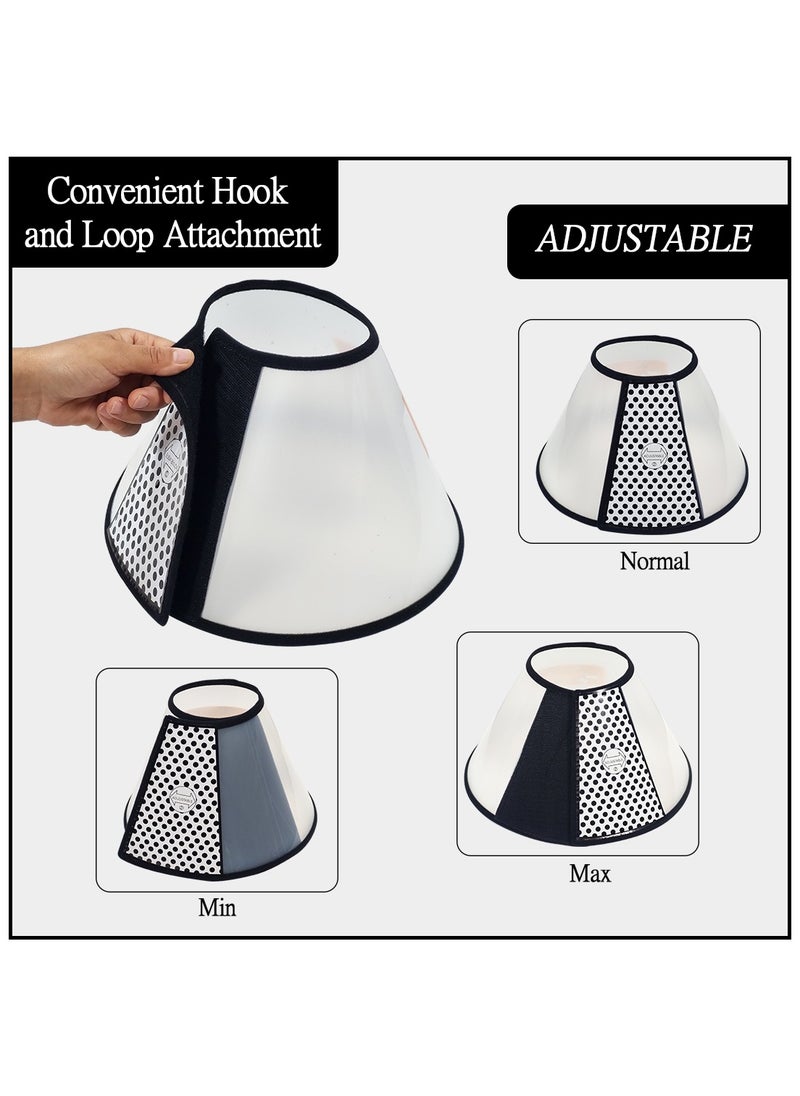 MAJIBAO - Pet cone collar with Transparent plastic, Soft surface, Comfortable, anti-Scratch and Bite, Adjustable Elizabethan Collar with Hook and Loop, 68 cm Recovery cone with Black trim, Waterproof (Black) - Image 1