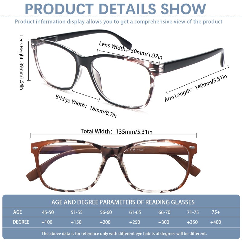 Clasaga Progressive Multifocus Reading Glasses For Women  Pattern Print Blue Light Block Stylish Ladies Computer Readers (Pattern Design-6  1.75  X) - Image 2