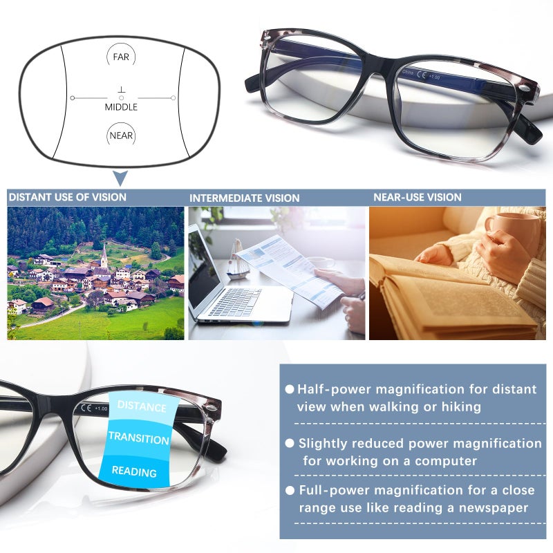 Clasaga Progressive Multifocus Reading Glasses For Women  Pattern Print Blue Light Block Stylish Ladies Computer Readers (Pattern Design-6  1.75  X) - Image 5