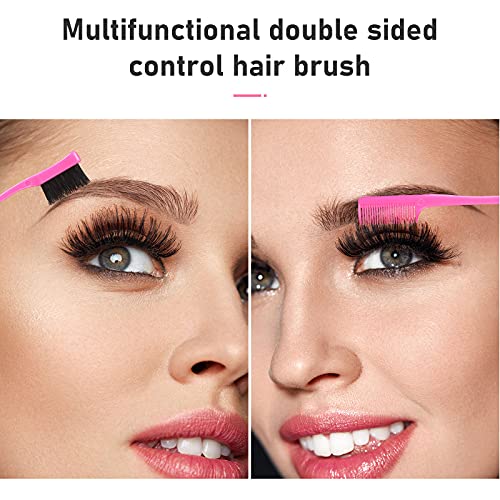 Remerry 12 Pieces Hair Brush Set, Nylon Teasing Hair Brushes 3 Row Salon Teasing Brush, Double Sided Edge Smooth Comb Grooming, Rat Tail Combs with Duckbill Clips for Women(Pink) - Image 4