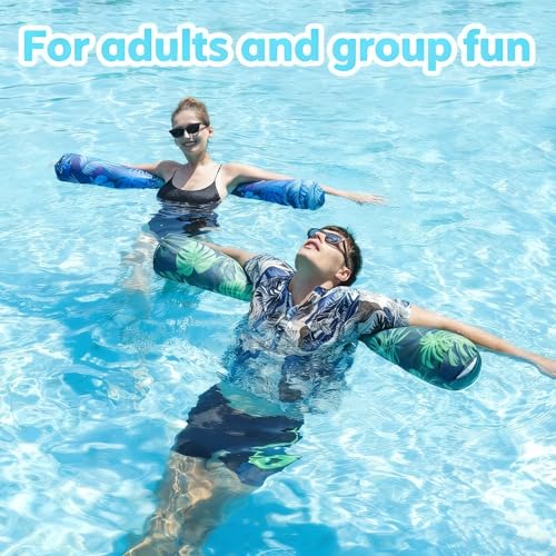 FindUWill 2 Pack Inflatable Swim Pool Noodles for Adults - Soft Fabric Covered Large Swim Noodles, Premium Buoyancy for Swimming Floating, Pool Floats Toys for Pool Accessories - Image 3