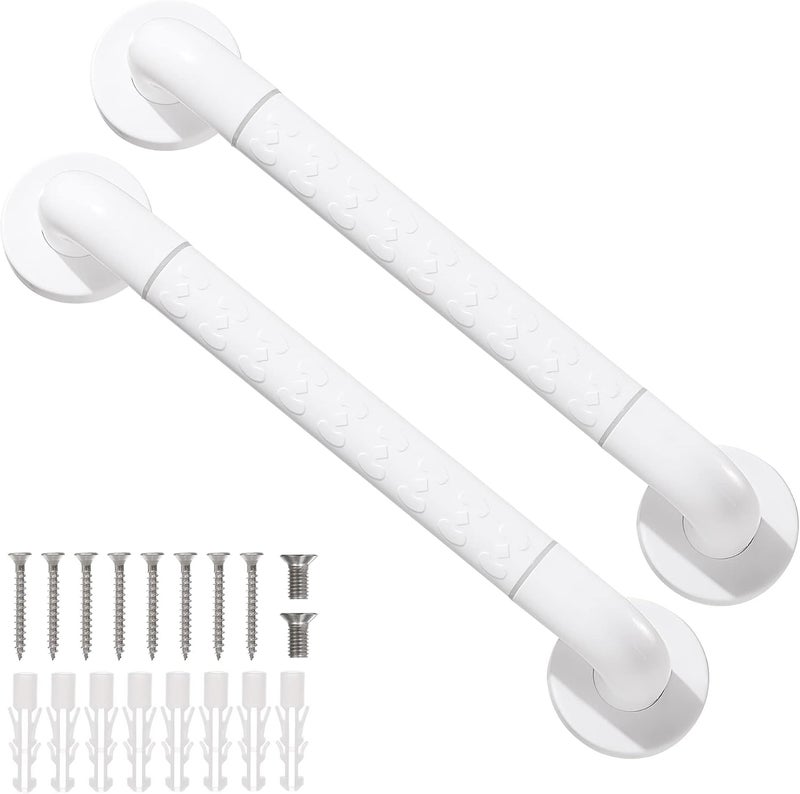 Excefore 2PCS Stainless Steel Bath Grab Rails with Anti-Slip Grip and Safety Luminous Circles, 40CM Shower Handle and Towel Rail - Image 1