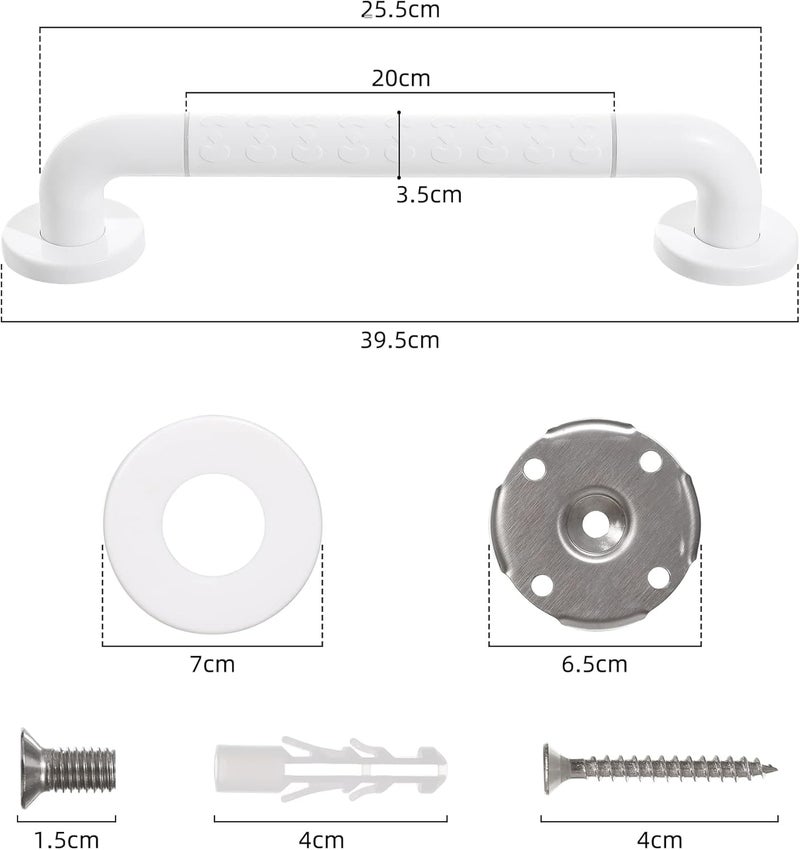 Excefore 2PCS Stainless Steel Bath Grab Rails with Anti-Slip Grip and Safety Luminous Circles, 40CM Shower Handle and Towel Rail - Image 2