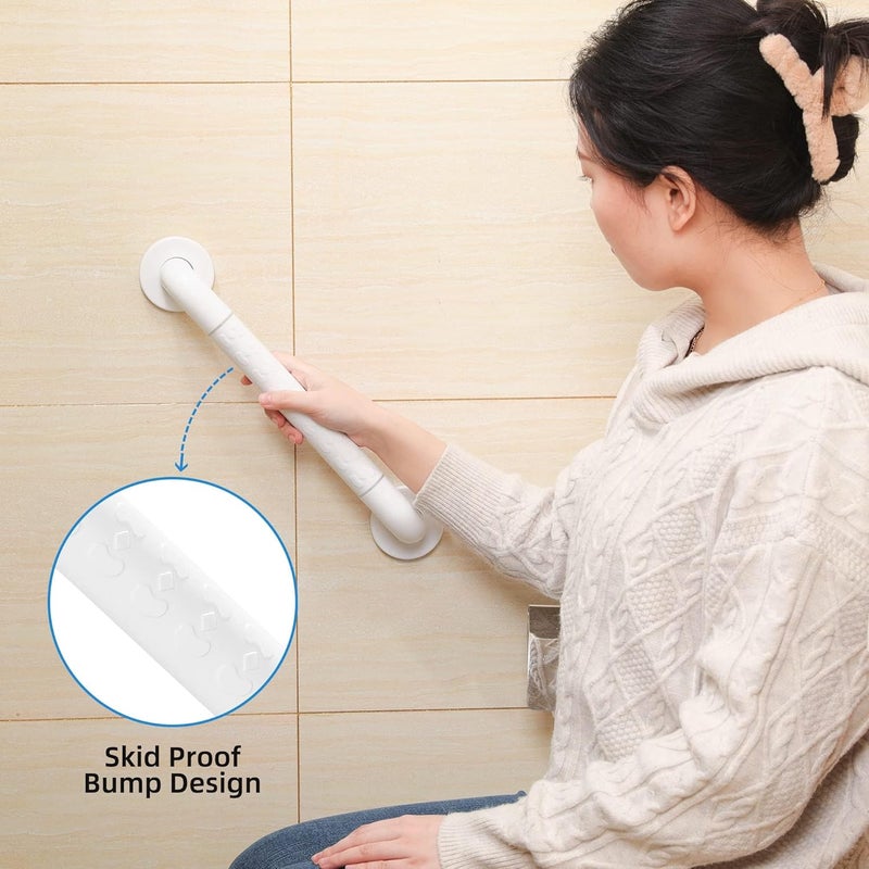 Excefore 2PCS Stainless Steel Bath Grab Rails with Anti-Slip Grip and Safety Luminous Circles, 40CM Shower Handle and Towel Rail - Image 4