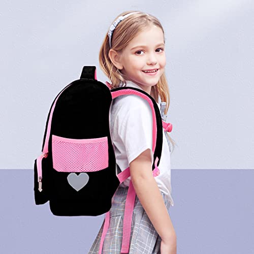 FEWOFJ Cute Black Backpacks with Lunch Bag for Teen Girls, Kids Backpack for Toddler Preschool Bookbags Elementary School Bags - Image 2