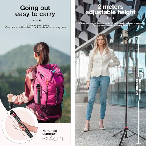 AceTaken 81'' Osmo-Mobile Floor Tripod-Stand Holder for DJI Osmo Mobile SE 7P 7 6 5 4 / Osmo-Pocket 3 2 1 / Osmo Action 5 pro 4 3 2 1 - Image 3