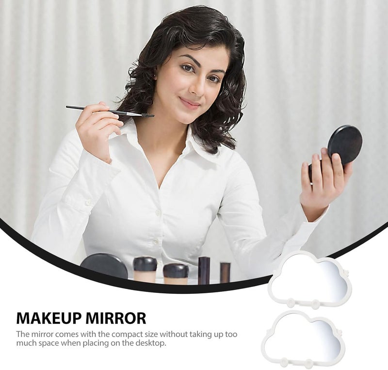 Beavorty 2pcs Cloud-Shaped Desktop Makeup Mirrors White Tabletop Vanity Mirrors Hanging Decorative for Dorm Room and Home Use - Image 3