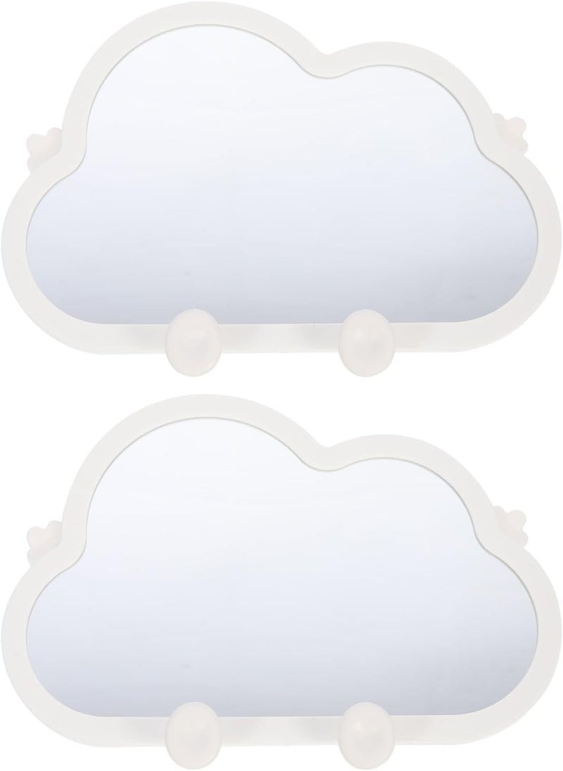 Beavorty 2pcs Cloud-Shaped Desktop Makeup Mirrors White Tabletop Vanity Mirrors Hanging Decorative for Dorm Room and Home Use - Image 1