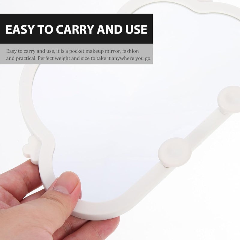 Beavorty 2pcs Cloud-Shaped Desktop Makeup Mirrors White Tabletop Vanity Mirrors Hanging Decorative for Dorm Room and Home Use - Image 4