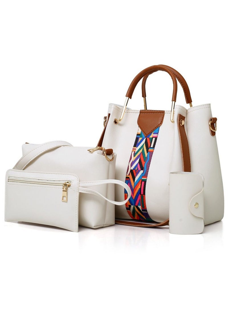 HomarKet - 4 Pack Women Handbag Set, Soft PU Leather Top Handle Bags Set, Tote Bag, Shoulder Bags Crossbody Bag Wallet Purse - Image 1