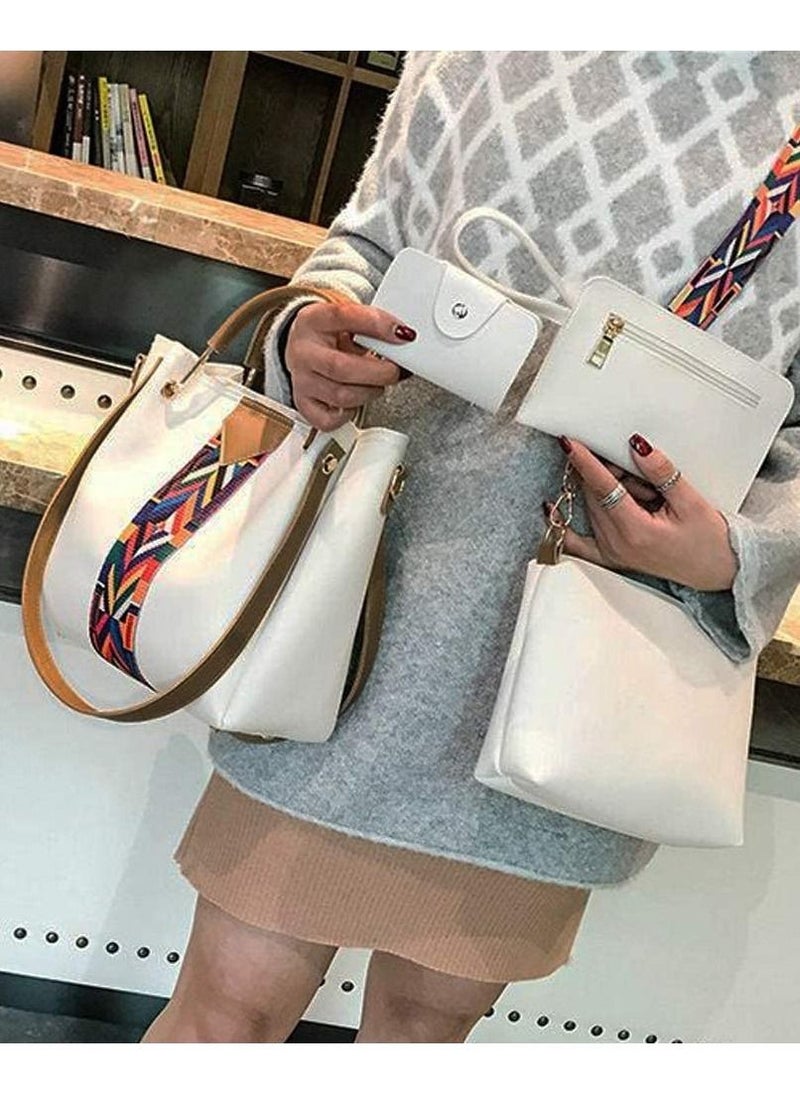 HomarKet - 4 Pack Women Handbag Set, Soft PU Leather Top Handle Bags Set, Tote Bag, Shoulder Bags Crossbody Bag Wallet Purse - Image 1