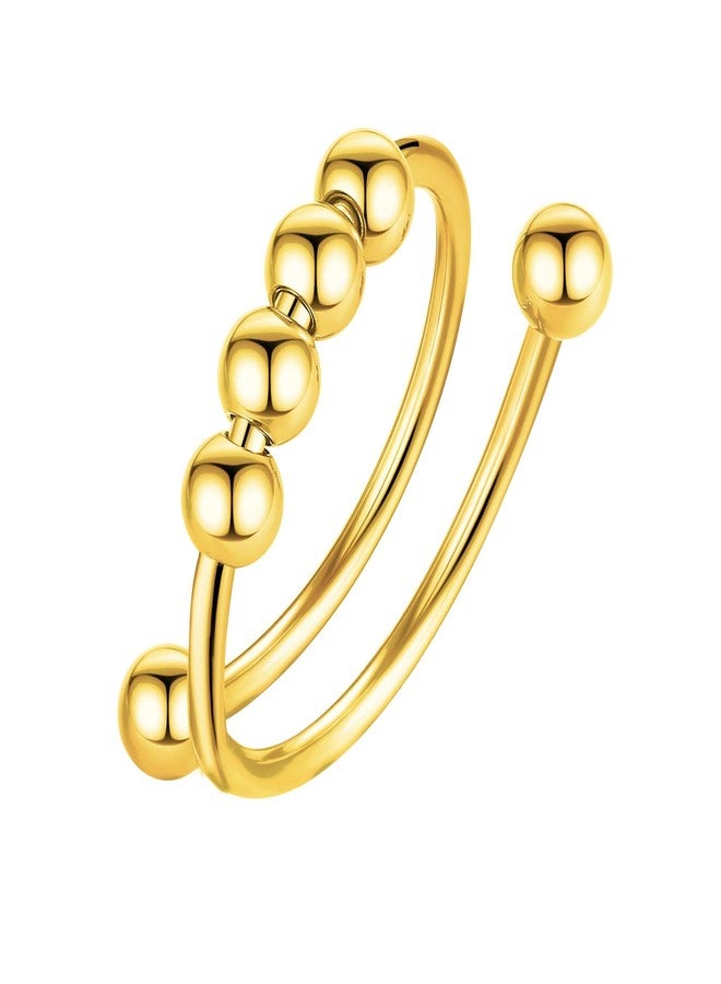 INFUSEU Gold Spinner Ring Women Fidget Anxiety Thumb Rings Relief Worry Anti Daughter Spinner Stress Spinning Beads Adhd Finger Adjustable 6 7 5 8 Spiral Twisted Stackable Stacks - Image 1
