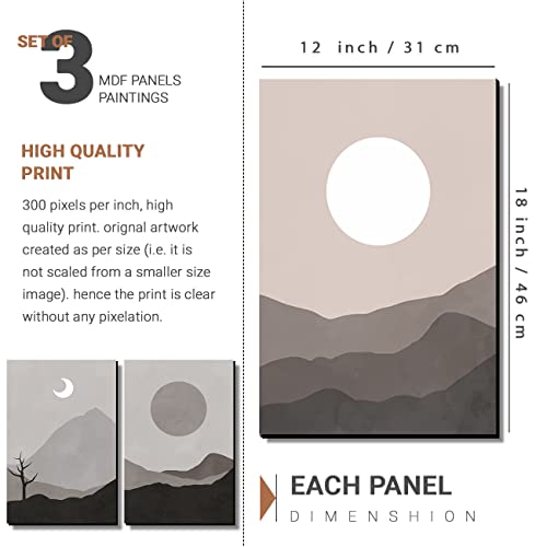 walllane - Modern Art Wall Decor Panel Paintings for Living Room Bedroom - Aesthetic Wall Decor - Big Size Wall Paintings (12 inch x 18 inch) Set of 3 Panel001 (Art Deco, 06) - Image 2