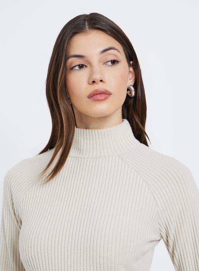 ستايلي بلوزة محبوكة مضلعة برقبة عالية - Image 4