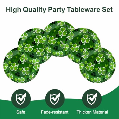 Aixuler St Patrick's Day 40Pcs Disposable Paper Plates,Including 20pcs 9" and 20pcs 7" Plates,Strong and Sturdy Disposable Plates for St Patrick's Day Party, Dinner, Holiday, Picnic,Dinner Table, Wedding - Image 3