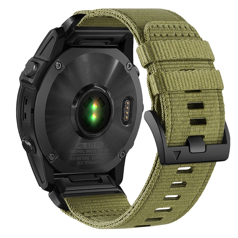 S-TOP For Garmin Fenix 7 Nylon Canvas Quick Release Watch Band(Army Green) - Image 2