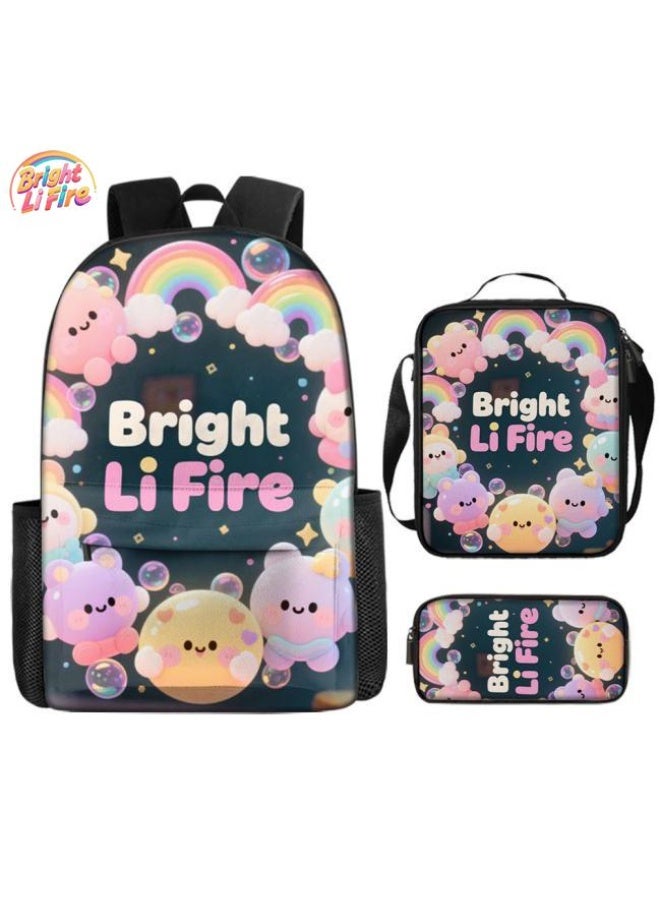 واضح من النار حقيبة كرتونية من ثلاث قطع، يسهل التعامل معها في مناسبات مختلفة (متوفرة للطلاب والأطفال والأصدقاء في النزهايات وتسلق الجبال والتعليم المدرسي وما إلى ذلك) | الكتفين + حقائب اليد + حقائب القرطاسية | موسم العودة إلى المدرسة / هدايا المهرجان - 38 - Image 1