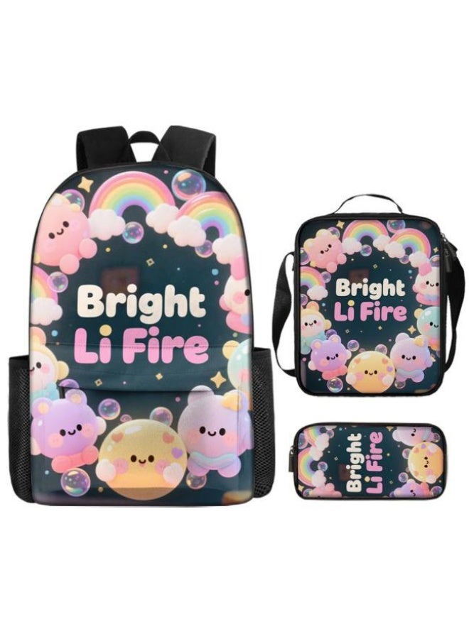 واضح من النار حقيبة كرتونية من ثلاث قطع، يسهل التعامل معها في مناسبات مختلفة (متوفرة للطلاب والأطفال والأصدقاء في النزهايات وتسلق الجبال والتعليم المدرسي وما إلى ذلك) | الكتفين + حقائب اليد + حقائب القرطاسية | موسم العودة إلى المدرسة / هدايا المهرجان - 38 - Image 2