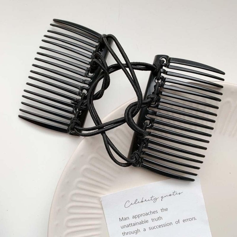 Black Adjustable Magic Hair Clip CombsStretchy Double Comb Hair ClipNo Crease Hair Pins Double Slides Hairpins Combs Women Hair Styling Magic Hairs Combs for Women Accessories