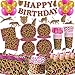 cocomigo 193pcs Cheetah Birthday Decorations Tableware Set Serves 25 Guests Cheetah Print Birthday Decorations includes 300 gsm Plates Balloons Tablecloths for Leopard Theme Party Supplies - Image 3