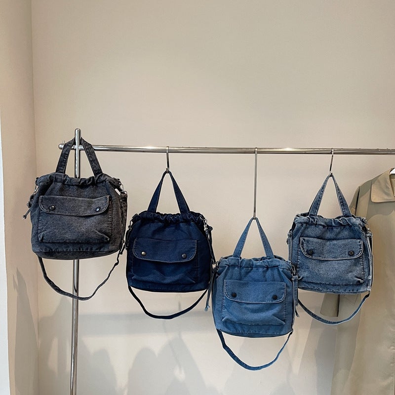 New Denim Bag, Simple Solid Color Crossbody Bag, Large Capacity Casual Handbag, College Student Commuting Shoulder Bag - Image 5