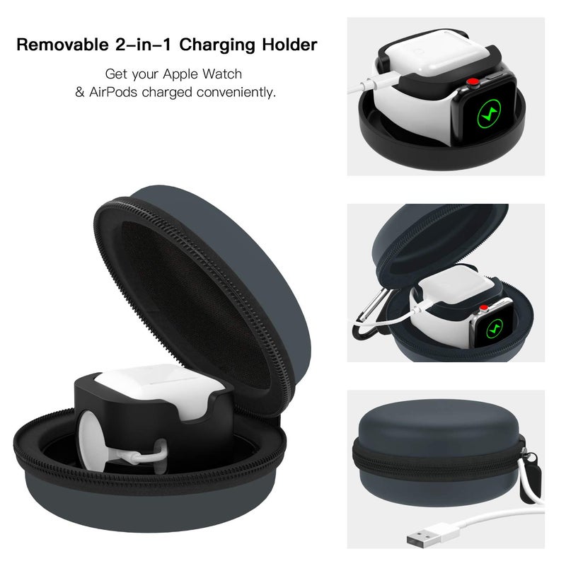 MoKo Storage Box Compatible with Apple Watch Series 11/10/9/8/7/6/5/4/3/2/1/SE3/SE2/SE, Portable Protective Travel Bag Fit iWatch 38mm 40mm 41mm 42mm 44mm 45mm 46mm Airpods Pro/3/2/1, Space Gray - Image 2