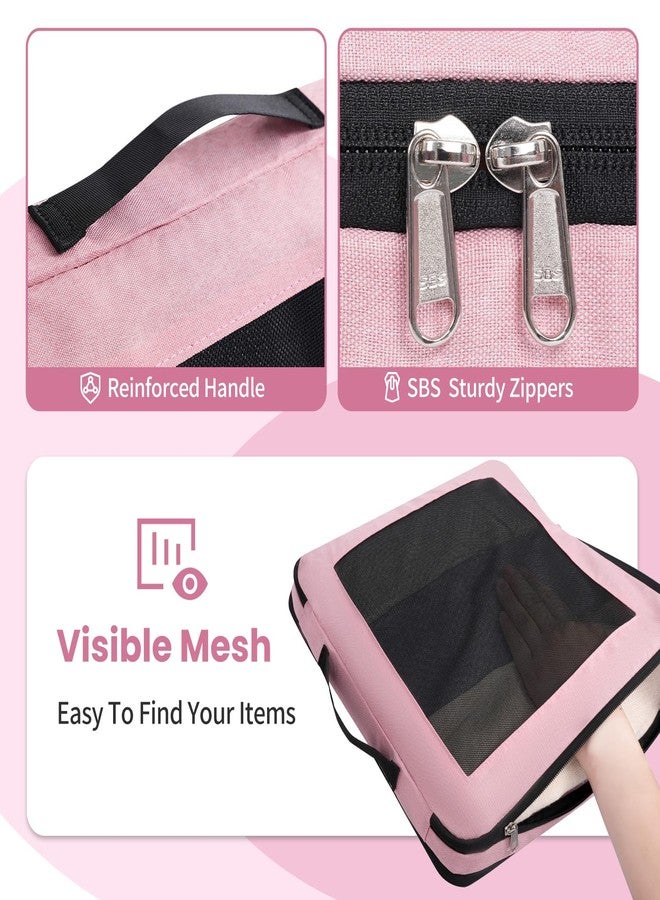Prezon Upgraded mesh Compression packing cubes.visiable and portable,Travel Luggage Organizers（8 Set Pink） - Image 5