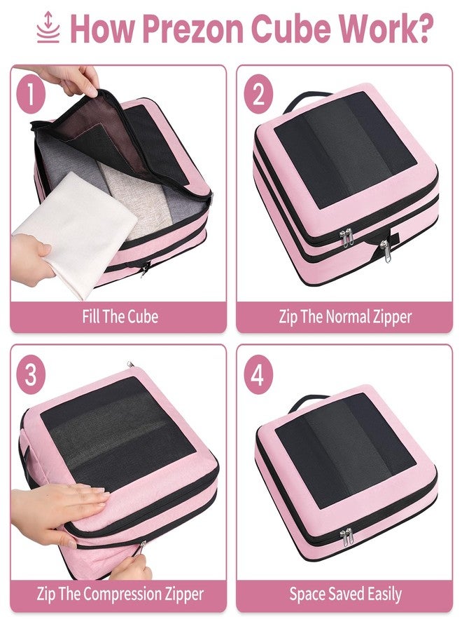 Prezon Upgraded mesh Compression packing cubes.visiable and portable,Travel Luggage Organizers（8 Set Pink） - Image 4