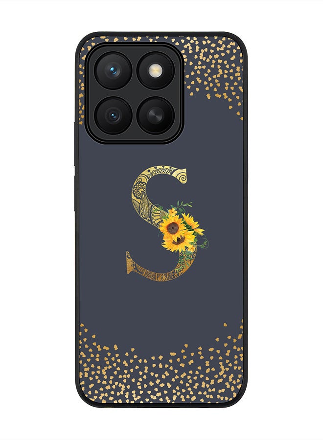 Stylizedd For Honor X8c Case,Slim fit Camera Protection, Shockproof Thin Phone cover  - Custom Floral Monogram - S  (Grey )