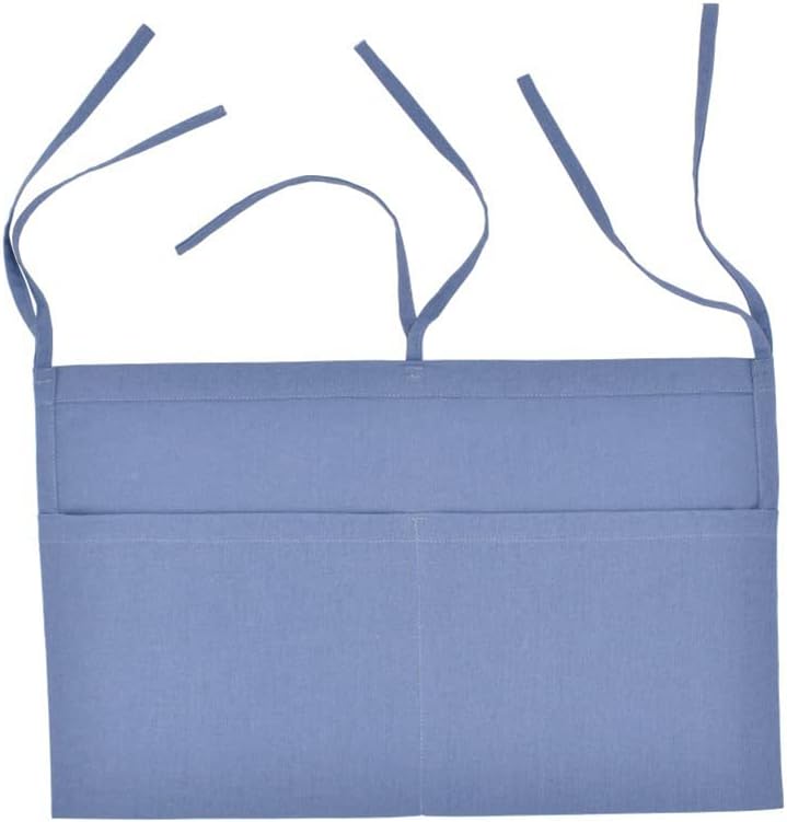 YeeMan Linen Baby Bedside Hanging Storage Bag,2 Pockets Organizer for Baby Cribs and Toys (Blue) - Image 2