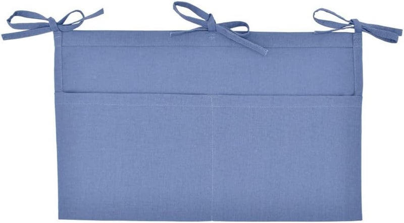 YeeMan Linen Baby Bedside Hanging Storage Bag,2 Pockets Organizer for Baby Cribs and Toys (Blue) - Image 1