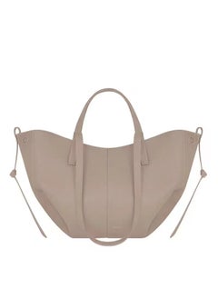 French Polen Tote Bag Soft Genuine Leather Underarm Shopping Bag Fashionable Handheld Single Shoulder Commute Large Capacity Bag Elephant gray small