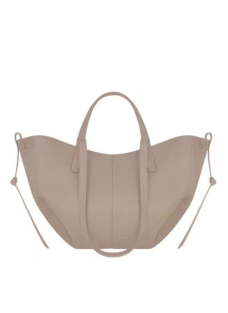 Generic - French Polen Tote Bag Soft Genuine Leather Underarm Shopping Bag Fashionable Handheld Single Shoulder Commute Large Capacity Bag Elephant gray small - Image 1