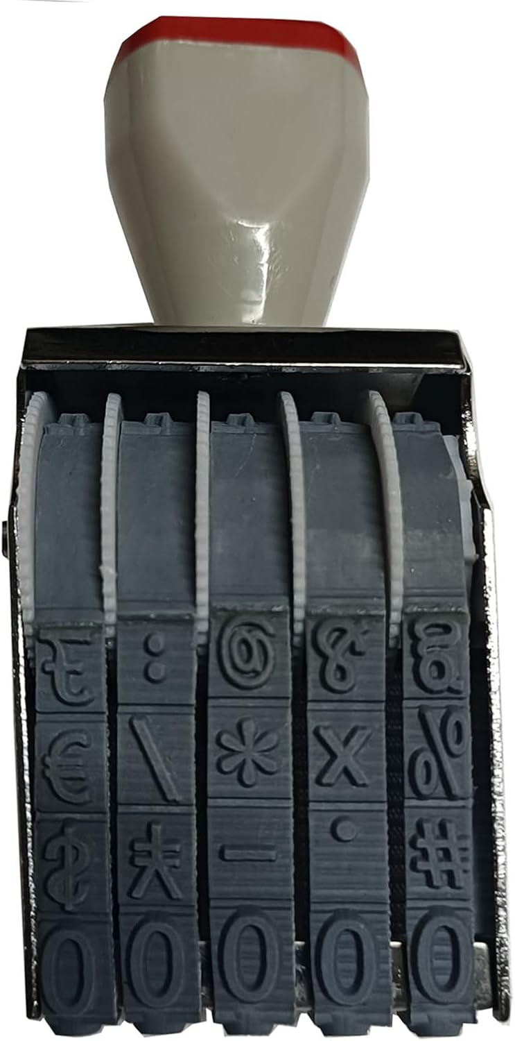 zeng Adjustable Number Stamp, with Number 0-9 and Symbols, Manual Rolling Office Business Stamp, Supermarket & School Supplies, Multicolor (Large 5 Digit) - Image 1