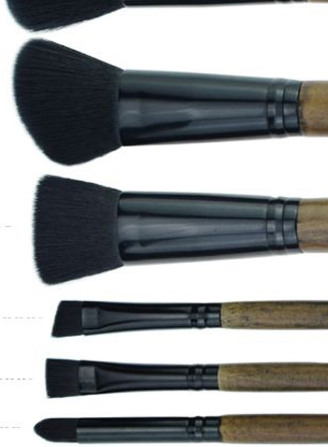 8-Piece Professional Makeup Brush Set Brown/Black - Image 2