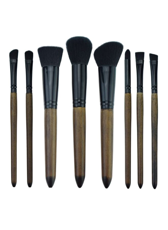 8-Piece Professional Makeup Brush Set Brown/Black - Image 1