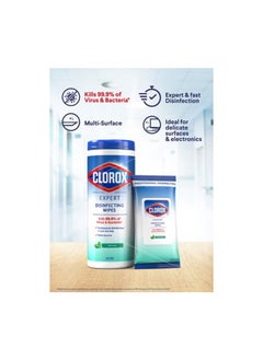 Clorox Expert Disinfecting Wipes Fresh Scent With Moisture Lock Lid, Multi-Surface Bleach Free Cleaning Wipes, 30 Wet Wipes, Bundle Pack of 3 Special Offer White  - Image 2