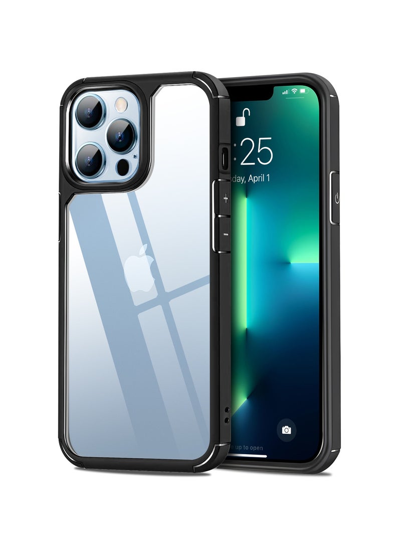 UCHUANG iPhone 13 Pro Case Clear Cover Ultra Thin Silicone Shockproof Hard Back Cases Transparent Protective Slim Phone Case for Apple iPhone 13 Pro 6.1 inch - Black - Image 1