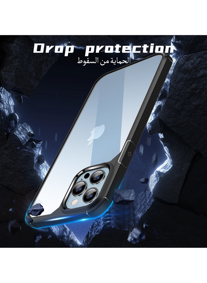UCHUANG iPhone 13 Pro Case Clear Cover Ultra Thin Silicone Shockproof Hard Back Cases Transparent Protective Slim Phone Case for Apple iPhone 13 Pro 6.1 inch - Black - Image 2