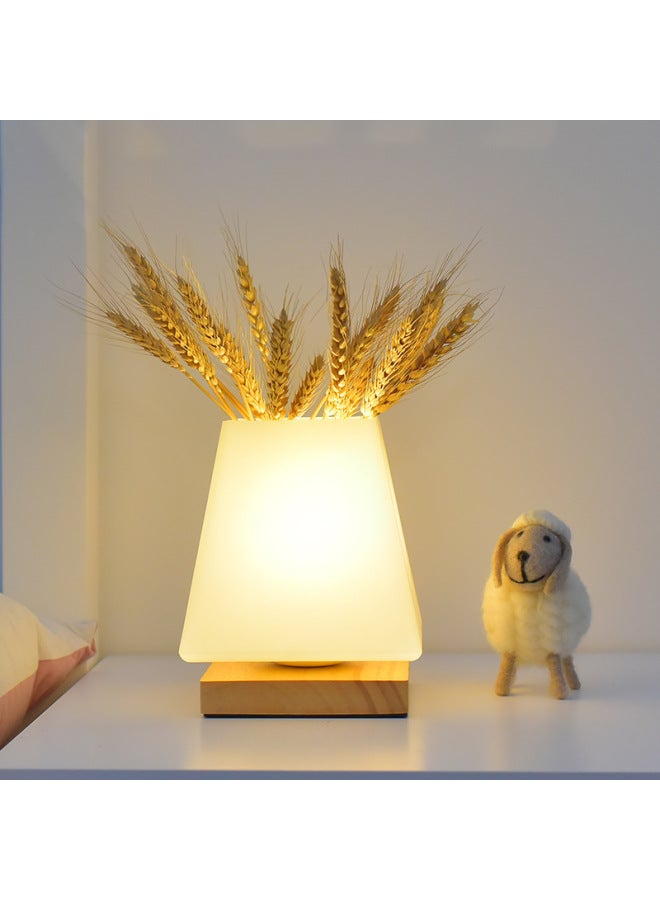 Nordic Decorative Vase Table Lamp Bedroom Creative Simple Warm Nightlight Atmosphere Glass Bedside Lamp Japanese Style Silence-Specification:(three Colors) Charging + Touch Stepless Dimming-Size:Tra