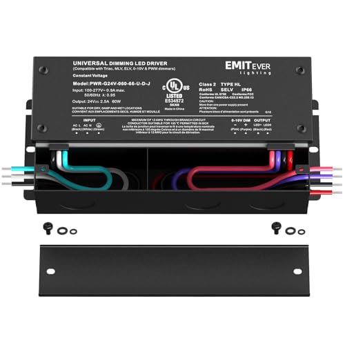 EMITEVER 60W Dimmable LED Driver, 24V Triac Dimmable Power Supply, AC to DC Transformer for LED Light, Compatible with Lutron and Leviton Dimmer, Waterproof IP67 and UL Listed, Class 2 - Image 2