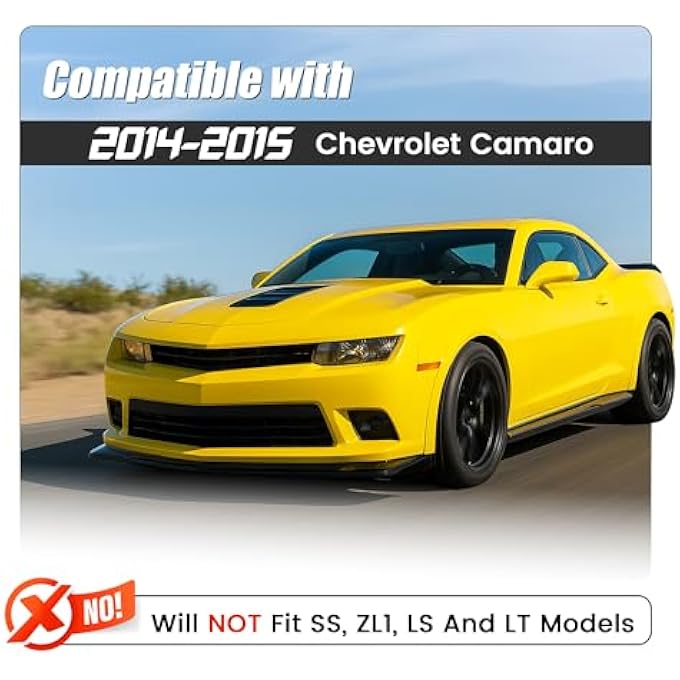 HECASA Front Bumper Lip Compatible with 2014-2015 Chevy Camaro SS/Z28 Under Chin Spoiler Splitter PP Plastic Unpainted Black - Image 2